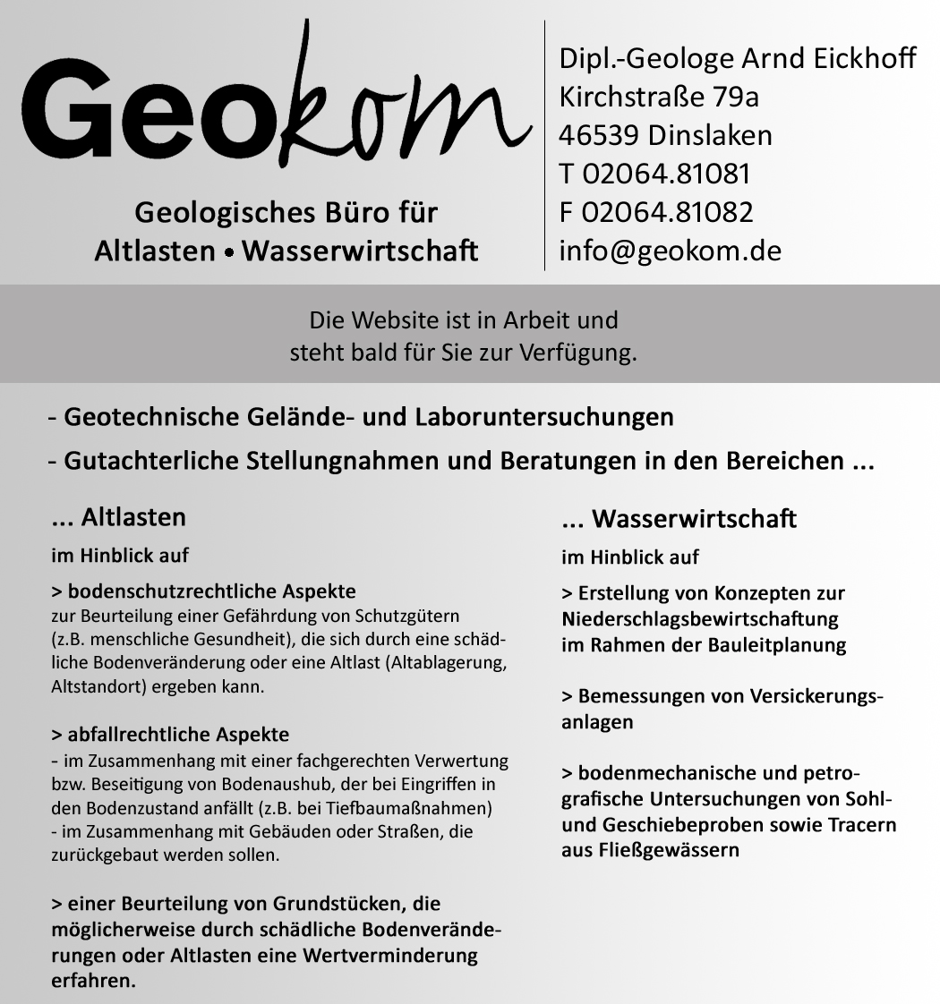 Geokom - Geologisches B�ro f�r Altlasten und Wasserwirtschaft